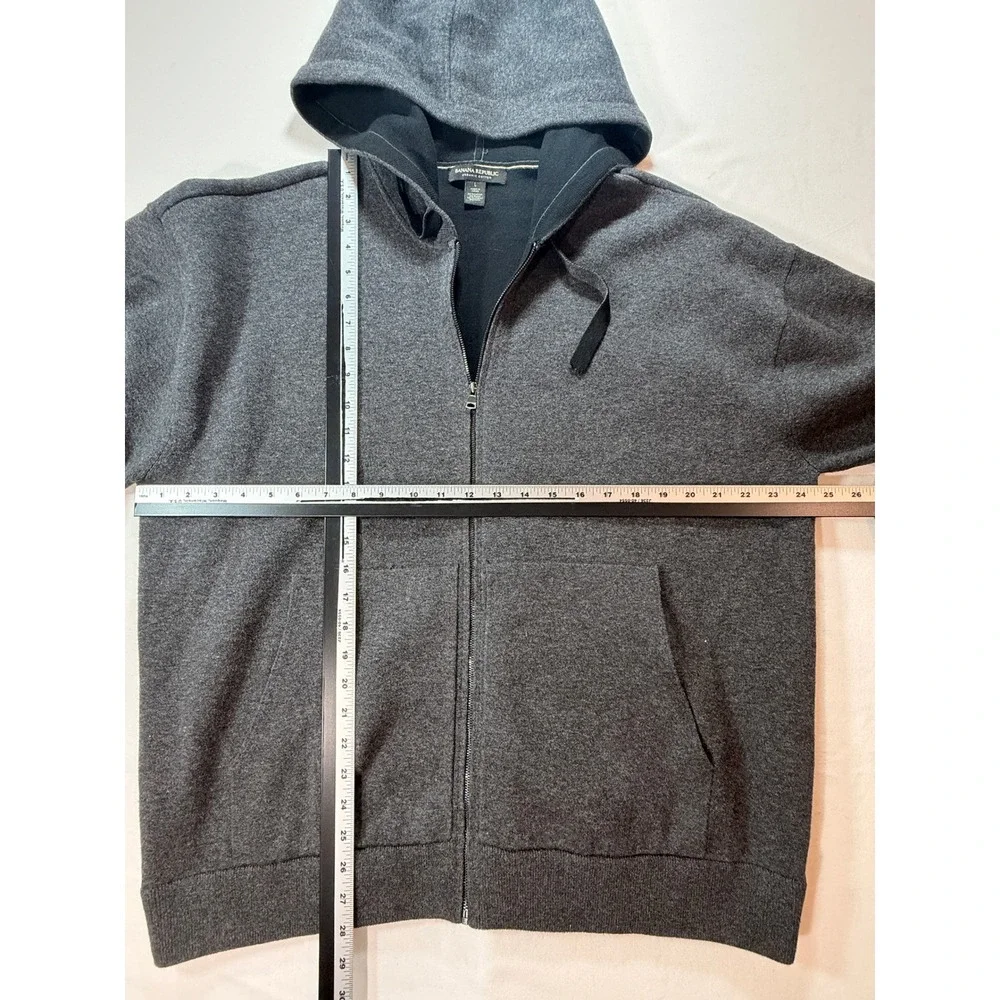 Banana Republic Hoodie Mens Large Double Knit Full Zip Charcoal Gray